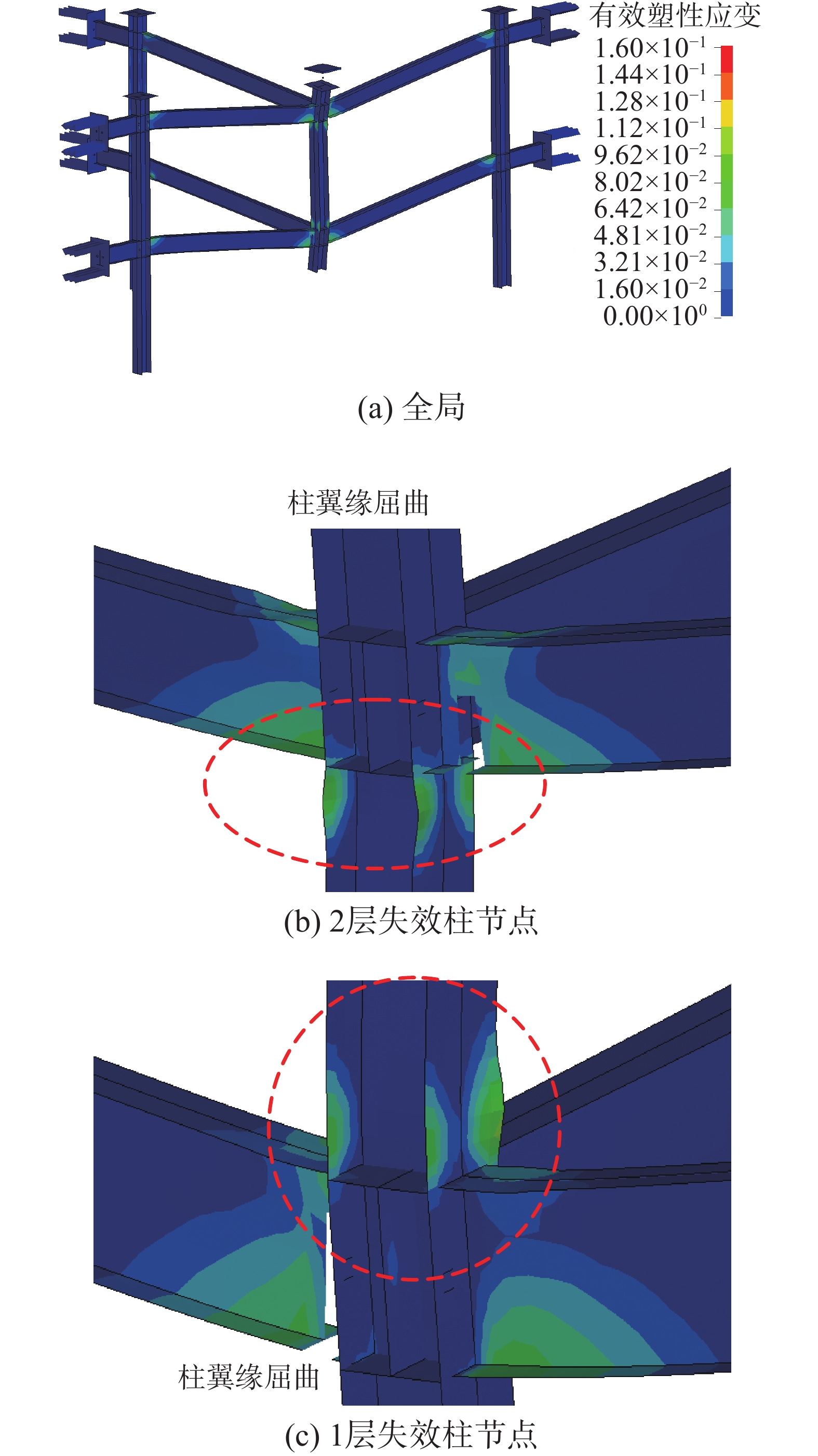 不同去柱工况下多层钢框架结构抗连续倒塌机理研究