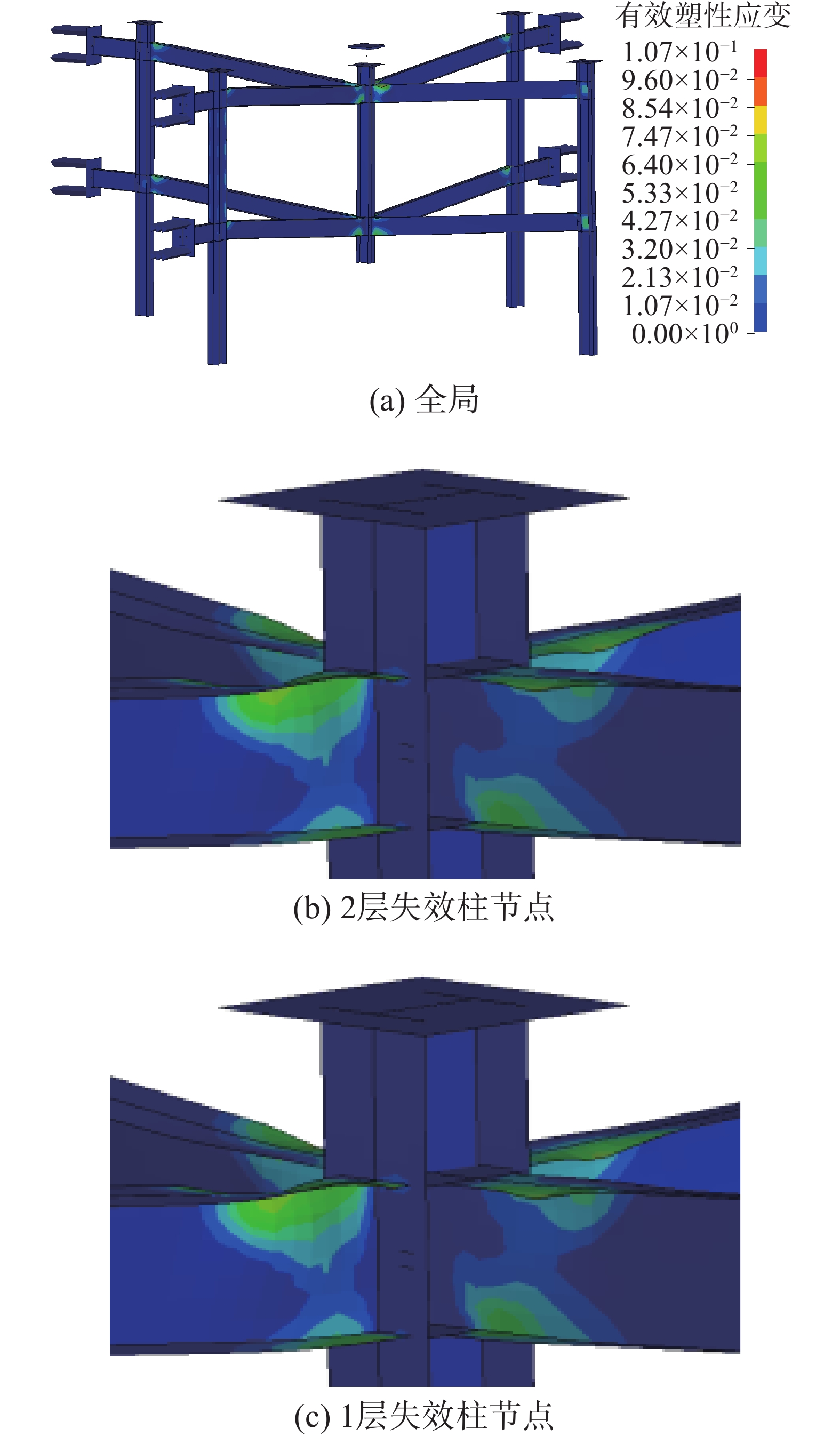 不同去柱工况下多层钢框架结构抗连续倒塌机理研究